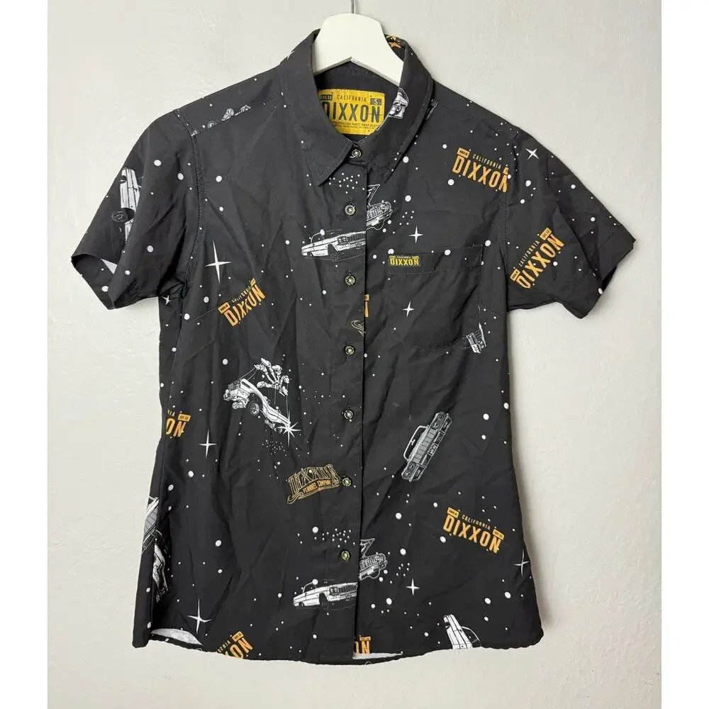 Dixxon Impala S/S Women’s SMALL Button Down Party Shirt D-lite Stretch Fabric - Picture 1 of 4